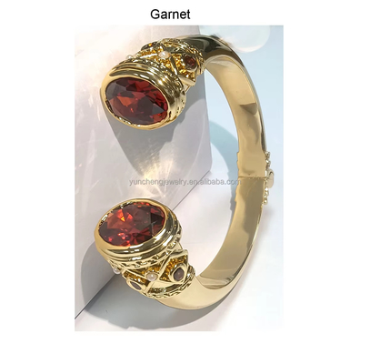 Le placement en laiton bracelet bracelets manchette bijoux pierres de grenat bijoux en argent Glitter CZ