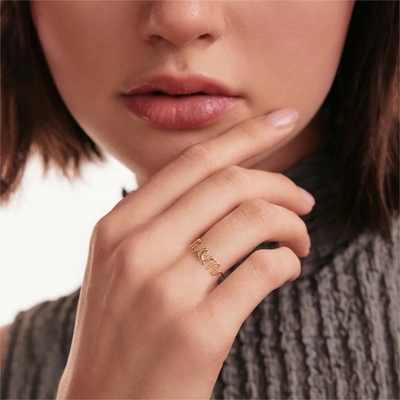Anneau de rangement en or 18K en acier inoxydable MOM Pour les femmes bijoux fins