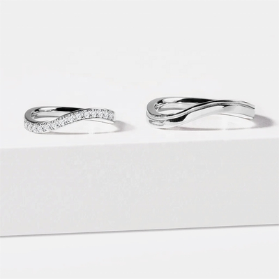 925 Sterling Silver White Gold Diamond CZ Wave Ring pour les dames bijoux de qualité OEM/ODM
