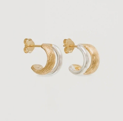 18K or et blanc or boucles d'oreilles boucliers pour femmes