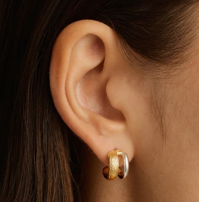 18K or et blanc or boucles d'oreilles boucliers pour femmes