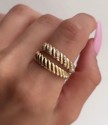 Twist classique 925 argent sterling bague pour femme bijoux plaqués avec de l'or 18K