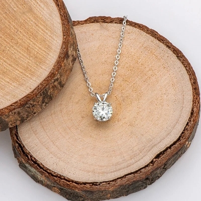 Collier en argent sterling 925 pour filles 18K or jaune découpé en solitaire cadeau en pierre