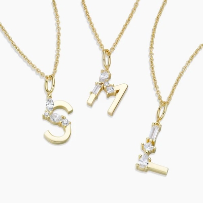 Pendices à lettres en argent CZ 925 en argent sterling en 18K plaqué en or pour bijoux de mode