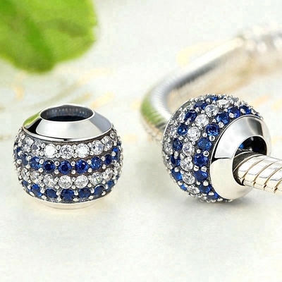 Mode Blanc et Bleu CZ 925 Argent Sterling Jeux de fabrication d'accessoires
