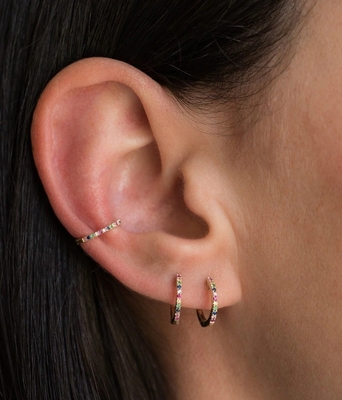 Jeux de pavé arc-en-ciel classique pour femmes Cube Zircon 925 Sterling Ornelier en argent