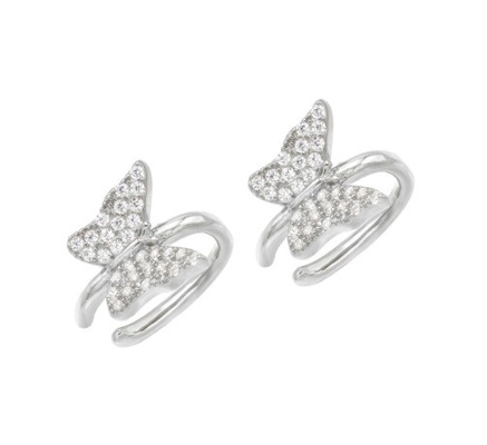 Boucle d'oreille de papillon en or 18K avec Micron Pave Blanc CZ bijoux de mode pour femmes