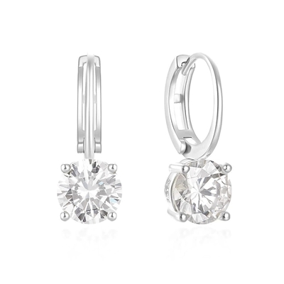 925 Sterling Silver arrivé 18K plaqué en or Solitaire Blanc Cube Zircon Huggies Boucles d'oreilles