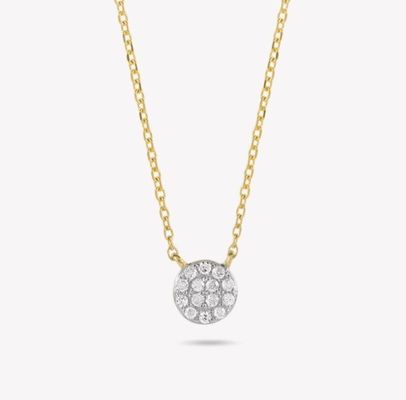 Petit collier en forme de disque 18K plaqué en or CZ diamant pour filles dans le design de style classique