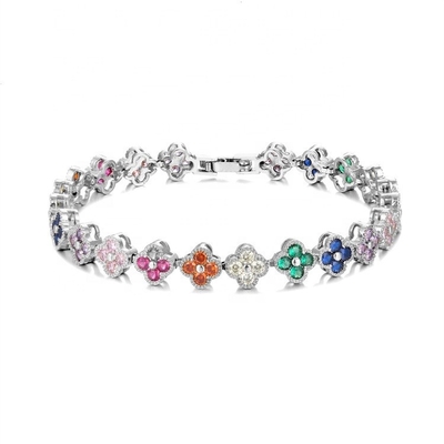 Perle d'eau douce CZ pierres Bracelets de tennis plaqués bijoux personnalisés arc-en-ciel or cuivre laiton pour femmes