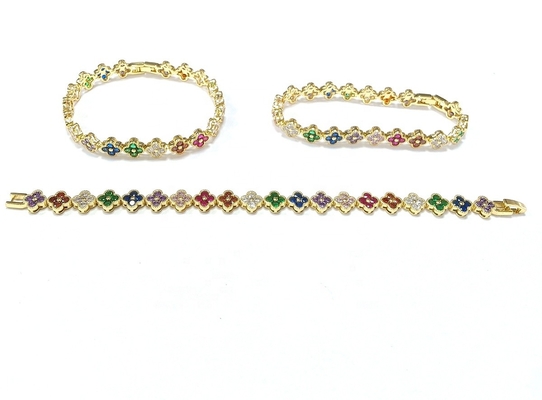 Perle d'eau douce CZ pierres Bracelets de tennis plaqués bijoux personnalisés arc-en-ciel or cuivre laiton pour femmes