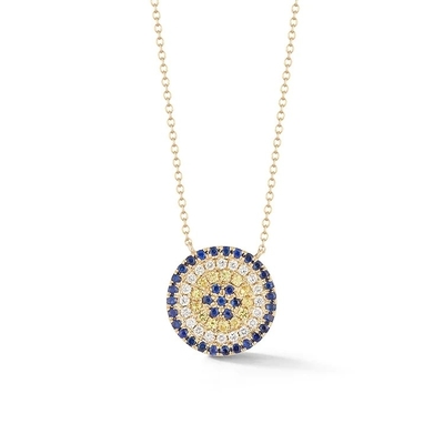 Collier bleu et blanc CZ en forme de cercle en argent sterling 925