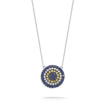 Collier bleu et blanc CZ en forme de cercle en argent sterling 925