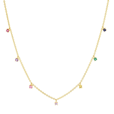 Collier pour enfants en argent 925 avec une pierre précieuse arc-en-ciel ludique Zircon pour étinceler