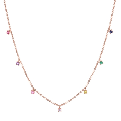 Collier pour enfants en argent 925 avec une pierre précieuse arc-en-ciel ludique Zircon pour étinceler