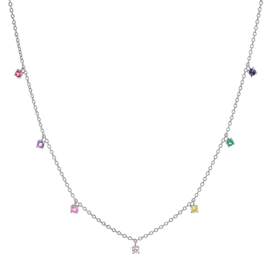 Collier pour enfants en argent 925 avec une pierre précieuse arc-en-ciel ludique Zircon pour étinceler