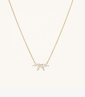 Collier plaqué en argent 925 14K 18 " Marquise Topaz Pendentif Et Blanc CZ Diamants