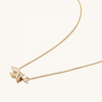 Collier plaqué en argent 925 14K 18 " Marquise Topaz Pendentif Et Blanc CZ Diamants
