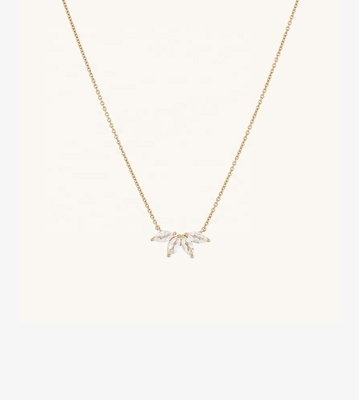 Collier plaqué en argent 925 14K 18 " Marquise Topaz Pendentif Et Blanc CZ Diamants