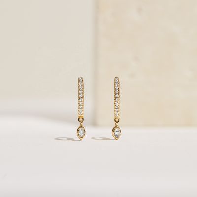 Boucles d'oreilles en guillemets de 925 Sterling Silver Marquise Cut Zircon pour les fiançailles avec un diamètre de 12 mm et une épaisseur de 2 mm