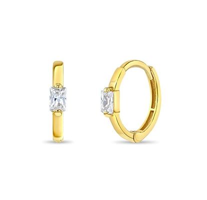 14K plaqué en or 10mm Baguette Coupe Rose Cube Zircon Boucle d'oreille pour enfants avec 50PRS MOQ