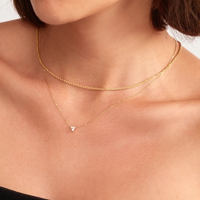Pendant en or de 18 carats en zircon, en argent, en trio, en diamant, en cube, en collier en zircon.