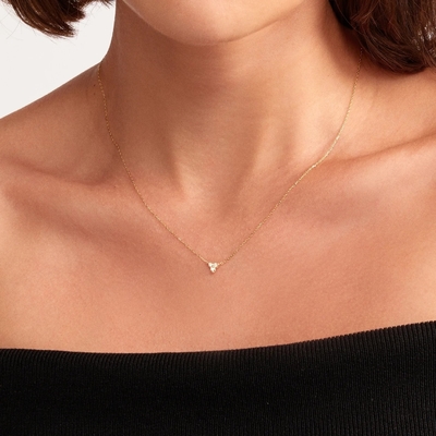 Pendant en or de 18 carats en zircon, en argent, en trio, en diamant, en cube, en collier en zircon.