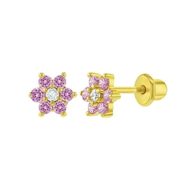 Boucles d'oreilles en or de 5 mm de 18 carats, parfait cadeau pour les enfants en argent sterling 925.
