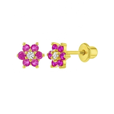 Boucles d'oreilles en or de 5 mm de 18 carats, parfait cadeau pour les enfants en argent sterling 925.