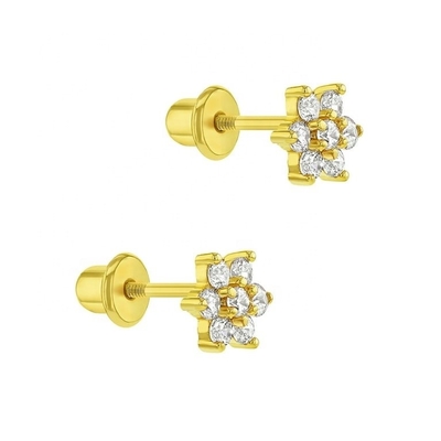 Boucles d'oreilles en or de 5 mm de 18 carats, parfait cadeau pour les enfants en argent sterling 925.