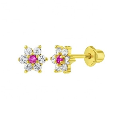 Boucles d'oreilles en or de 5 mm de 18 carats, parfait cadeau pour les enfants en argent sterling 925.