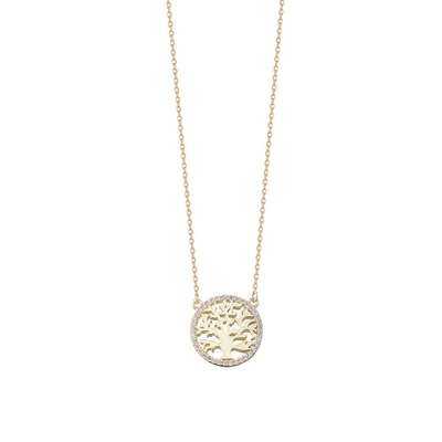 Période de fête 18K or plaqué Sterling Argent Arbre de la Vie Collier de pendentif pour femmes
