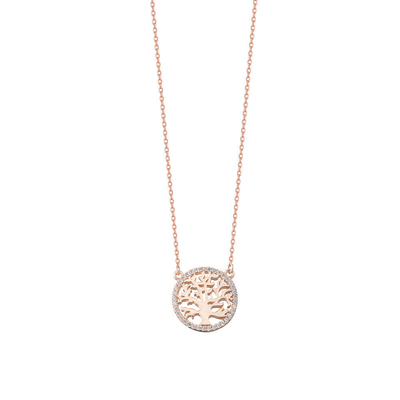 Période de fête 18K or plaqué Sterling Argent Arbre de la Vie Collier de pendentif pour femmes