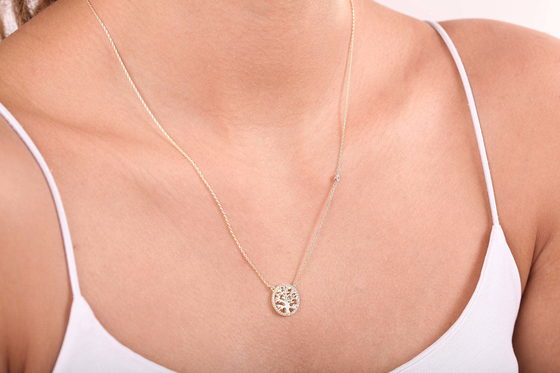 Période de fête 18K or plaqué Sterling Argent Arbre de la Vie Collier de pendentif pour femmes