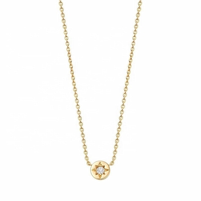 Collier en or plaqué 925 Sterling Silver Starburst Diamond Disc Pendant Collier pour le port quotidien