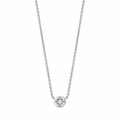 Collier en or plaqué 925 Sterling Silver Starburst Diamond Disc Pendant Collier pour le port quotidien