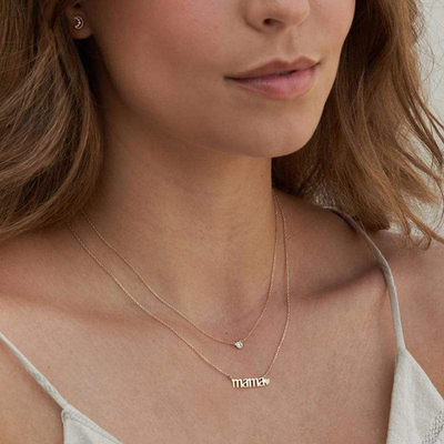 Collier plaqué en or MAMA Collier de cœur pour la fête des dames