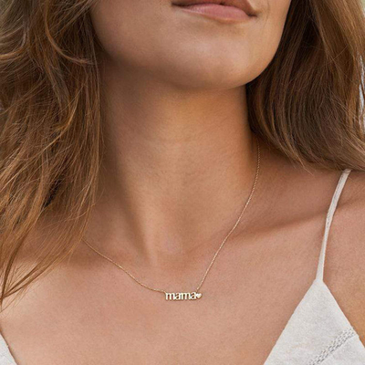 Collier plaqué en or MAMA Collier de cœur pour la fête des dames
