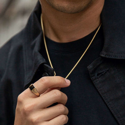 Chaîne de collier de boîte ronde en or 18K faite à la main avec expédition rapide et logo personnalisable