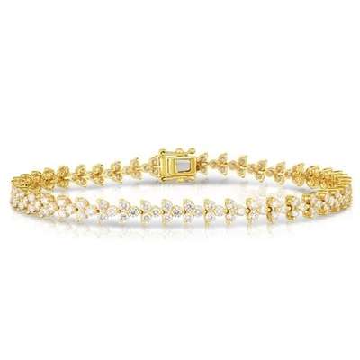 Designer 18K Or 925 Sterling Argent Fleur Charme Femmes Bracelet de tennis avec ZIRCON