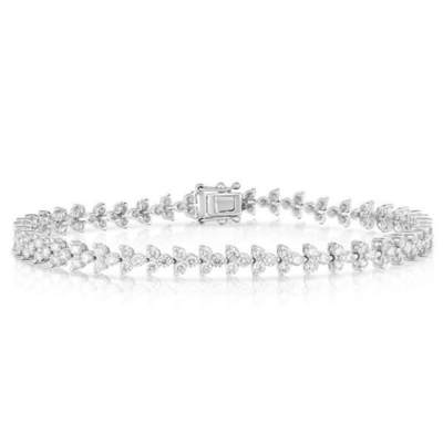 Designer 18K Or 925 Sterling Argent Fleur Charme Femmes Bracelet de tennis avec ZIRCON
