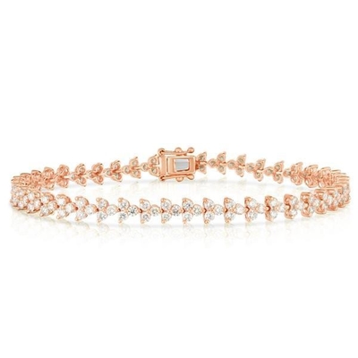 Designer 18K Or 925 Sterling Argent Fleur Charme Femmes Bracelet de tennis avec ZIRCON
