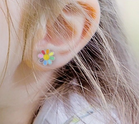 925 Sterling Silver Enamel Colorié Princesse Délicate Boucle d'oreille de fleur pour les cadeaux de filles