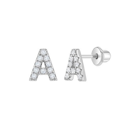 Boucles d'oreilles à lettres CZ blanches