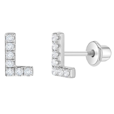 Boucles d'oreilles à lettres CZ blanches