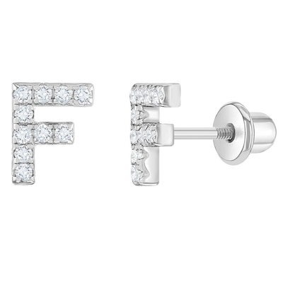 Boucles d'oreilles à lettres CZ blanches