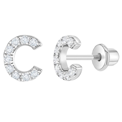 Boucles d'oreilles à lettres CZ blanches