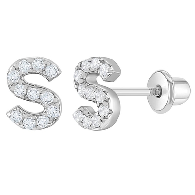 Boucles d'oreilles à lettres CZ blanches