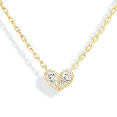Fine 18K Gold Plated White Pear Shape CZ Sweetheart 925 Sterling Silver Necklace for Women