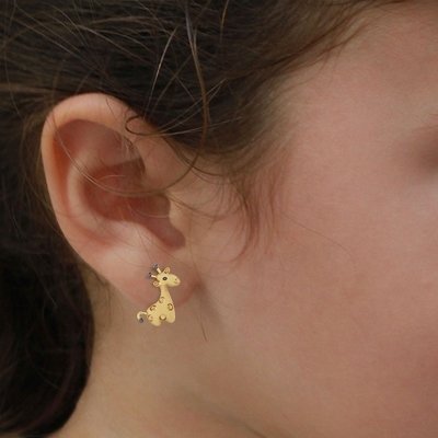 Technologie d'insertion micro argent sterling bijoux pour le corps des enfants girafe boucles d'oreilles